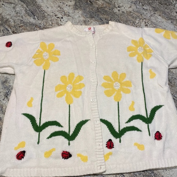 Quacker Factory Sweaters - Short sleeve sweater with embroidered details